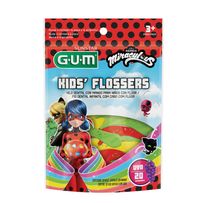Fio Dental Infantil Gum Miraculous com Haste Flossers Sabor Uva 20 Unidades