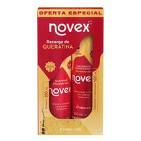 Kit Novex Recarga de Queratina Reconstrutor Shampoo 300ml + Tratamento Condicionante 300ml