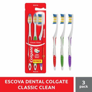 Escova Dental Colgate Classic Clean 3 Unidades