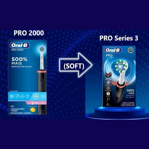 Escova Elétrica Recarregável Oral-B Pro Series 3 Sensi Ultrafino + 2 Refis + 1 Carregador