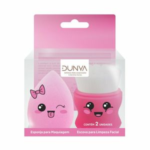Conjunto Escova para Limpeza Facial e Esponja para Maquiagem Dunya 1195 - 2 Unidades