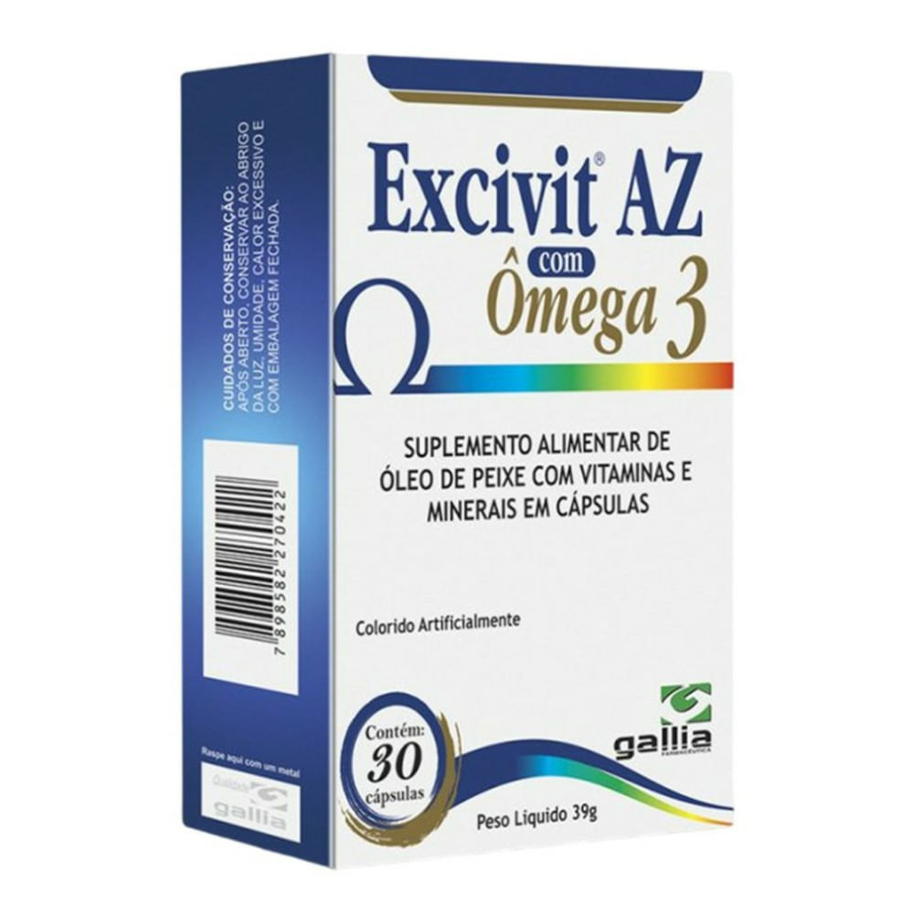 Suplemento Alimentar Gallia Excivit AZ com Ômega 3 - 30 Cápsulas