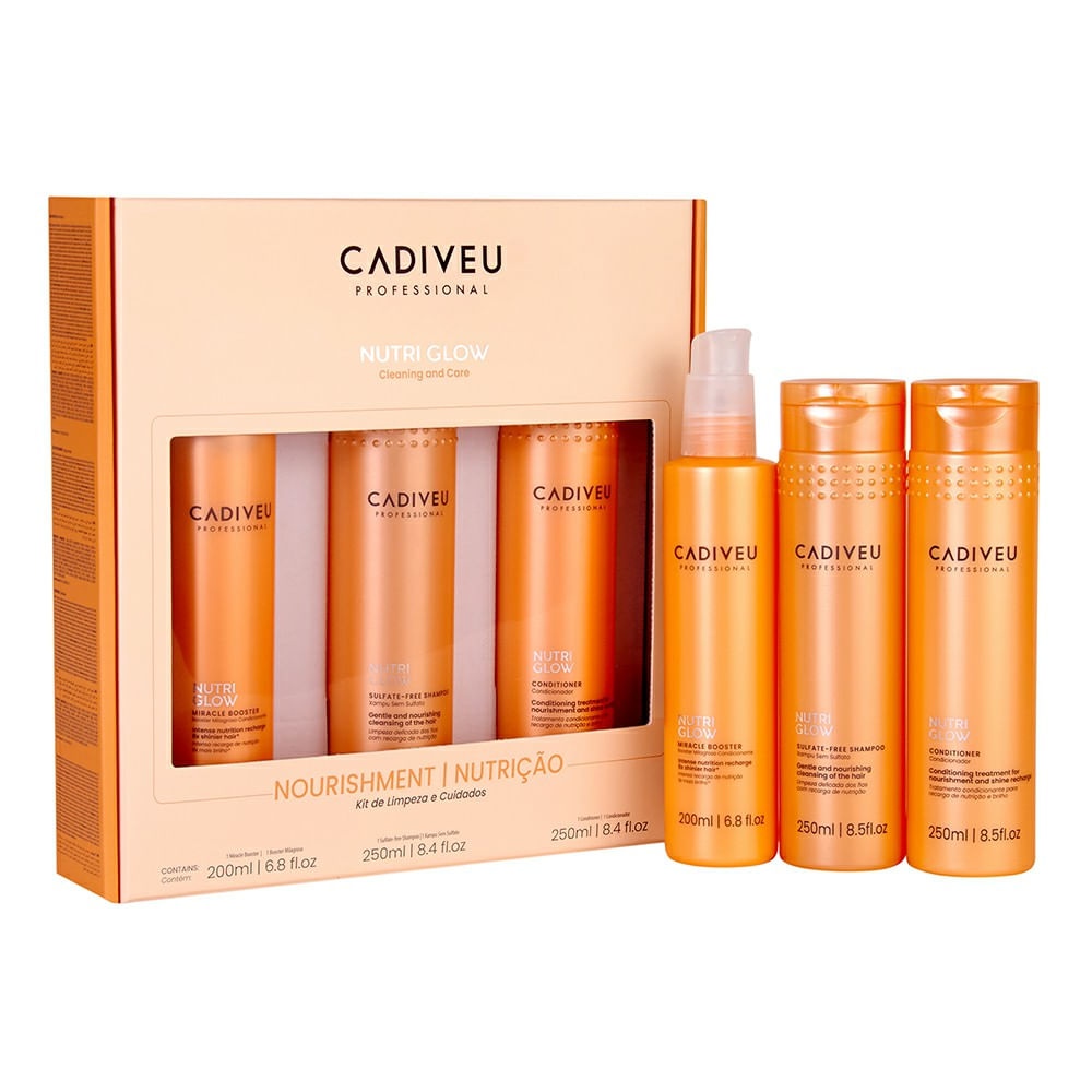 Kit Cadiveu Professional Nutri Glow Shampoo 250ml + Condicionador 250ml + Booster 200ml