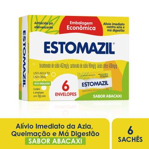 Antiácido Estomazil Pó Efervescente Abacaxi 6 Envelopes de 5g Cada