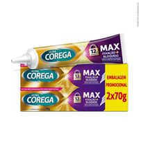 Fixador de Prótese Corega Ultra Creme Max Fixação e Bloqueio 2 Unidades de 70g Cada