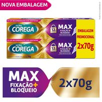 Fixador de Prótese Corega Ultra Creme Max Fixação e Bloqueio 2 Unidades de 70g Cada