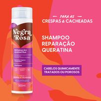 Shampoo Negra Rosa Reparação Queratina Crespas e Cacheadas 300ml