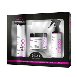 Kit Eico Pro Liso Mágico Shampoo 300ml + Máscara Disciplinante 300g + Fluido 0% Frizz 200ml