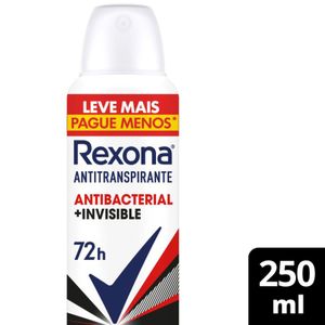 Desodorante Antitranspirante Aerosol Rexona Antibacterial + Invisible 250ml