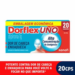 Dorflex Uno Para Enxaqueca Dipirona 1g 20 comprimidos