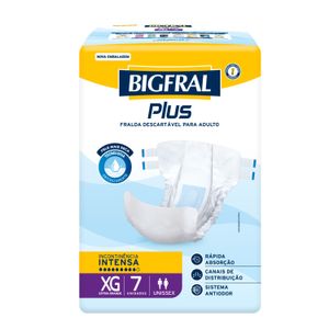 Fralda Adulto Bigfral Plus XG Unissex 7 Unidades