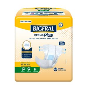 Fralda Adulto Bigfral Derma Plus P Unissex 9 Unidades