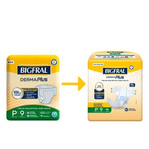Fralda Adulto Bigfral Derma Plus P Unissex 9 Unidades