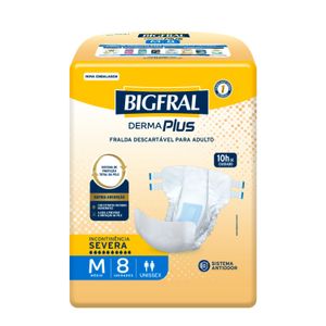 Fralda Adulta Bigfral Derma Plus M Unissex 8 Unidades