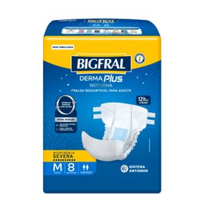 Fralda Adulto Bigfral Derma Plus Noturna M Unissex 8 Unidades