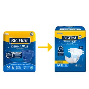 Fralda Adulto Bigfral Derma Plus Noturna M Unissex 8 Unidades