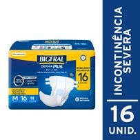 Fralda Adulto Bigfral Derma Plus Noturna M Unissex 16 Unidades