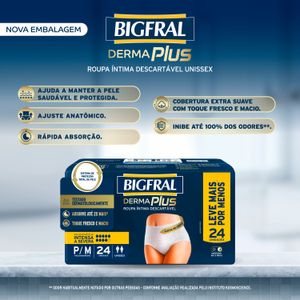 Roupa Íntima Bigfral Derma Plus P/M Unissex 24 Unidades