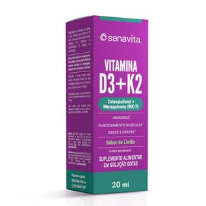 Suplemento Alimentar Sanavita Vitamina D3 + k2 Solução Gotas 20ml