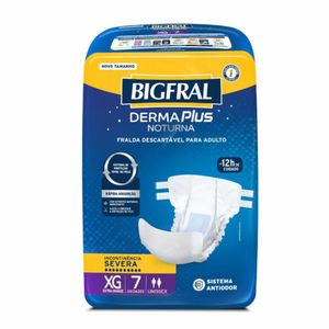 Fralda Descartável para Adulto Bigfral Derma Plus Noturna Unissex XG 7 Unidades