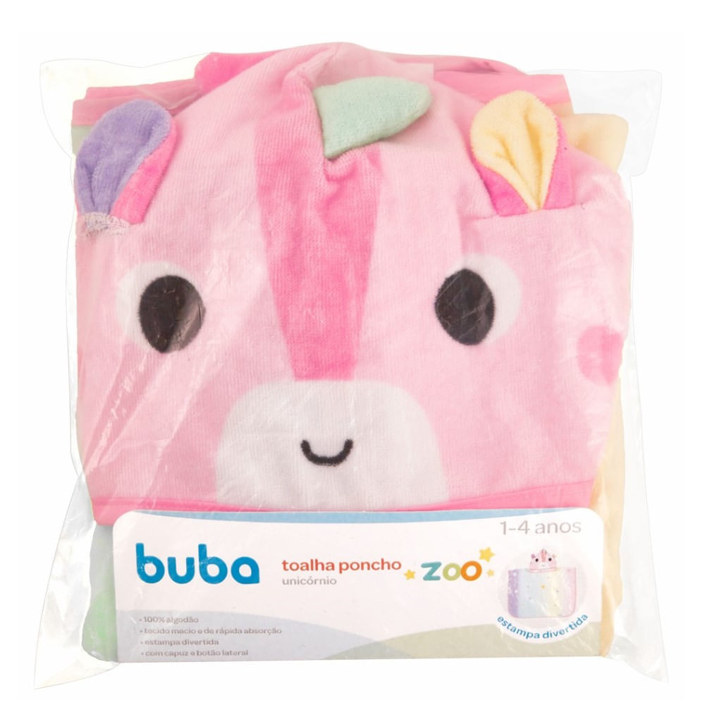 Toalha Poncho Buba Zoo Unicórnio +12 Meses 1 Unidade