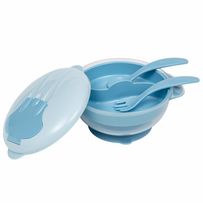 Kit Refeição com Compartimento e Talheres Azul Buba +6 Meses 1 Unidade