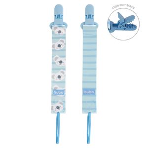 Prendedor de Chupeta Coala Buba +3 Meses Azul 2 Unidades