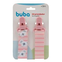 Prendedor de Chupeta Coala Buba +3 Meses Rosa 2 Unidades