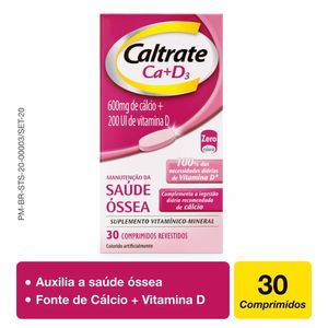 Suplemento de Cálcio e Vitamina D Caltrate 600 + D200UI 30 comprimidos