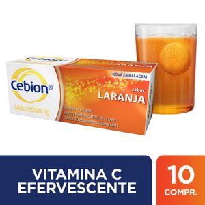 Cebion 1g Vitamina C Merck Sabor Laranja 10 Comprimidos Efervescentes