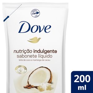 Sabonete Líquido Dove Nutrição Indulgente Leite de Coco e Manteiga de Cacau Sachê 200mL