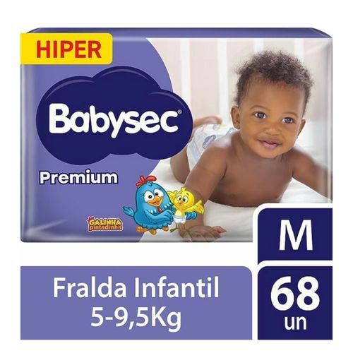 Fralda Babysec Galinha Pintadinha Premium Hiper M 68 Unidades