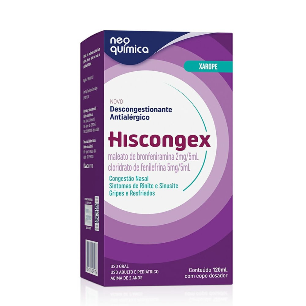 Hiscongex 0,4+1Mg/Ml Xarope Com 120ml Neo Química