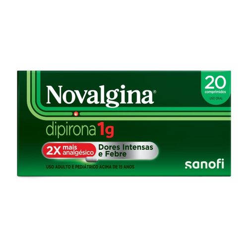 Analgésico e Antitérmico Novalgina 1g 20 Comprimidos