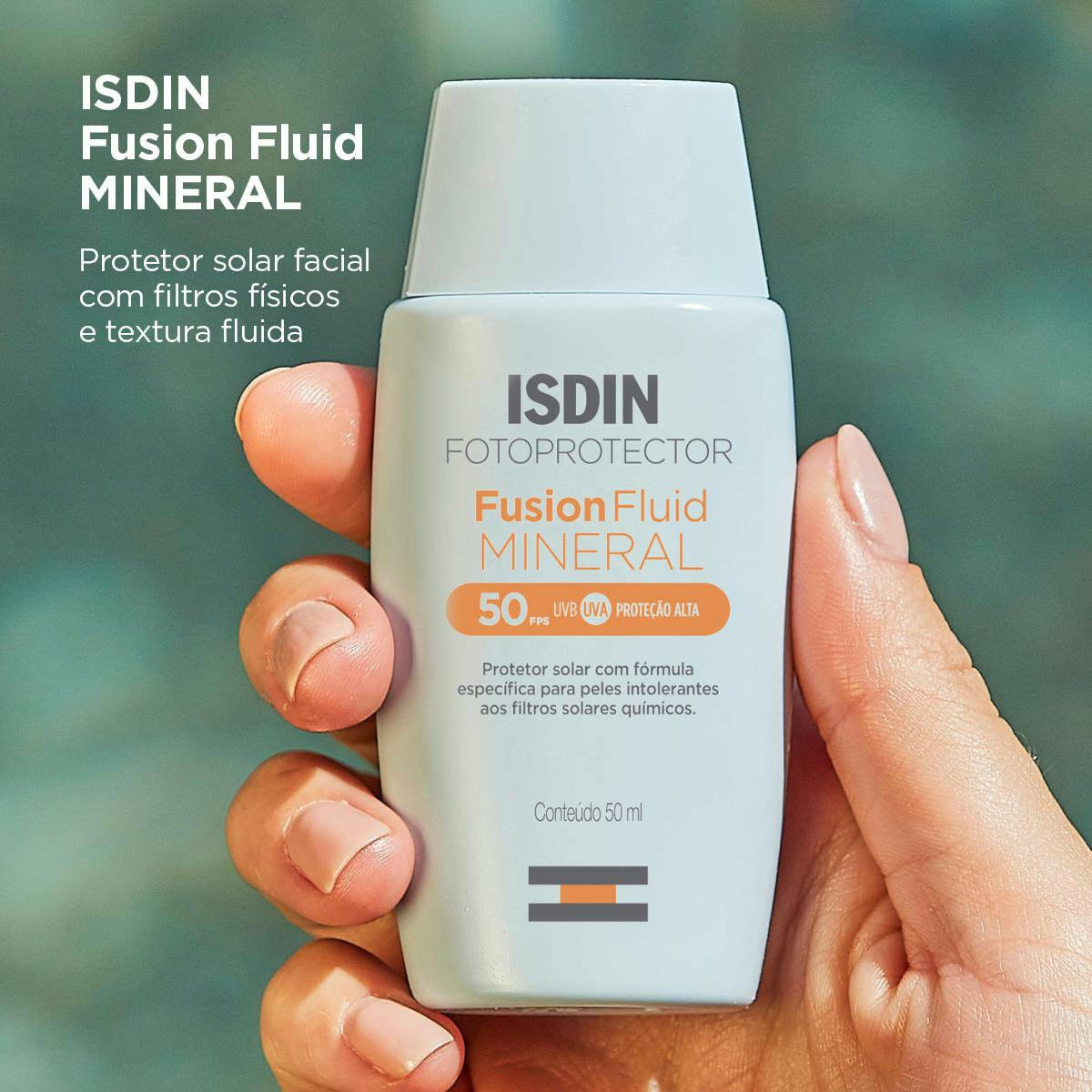 Protetor Solar Isdin Fusion Fluid Mineral FPS50 50ml - Drogaria Venancio