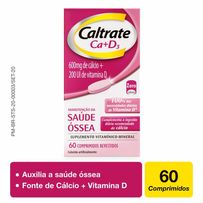 Suplemento Cálcio e Vitamina D Caltrate 600 + D200UI 60 comprimidos