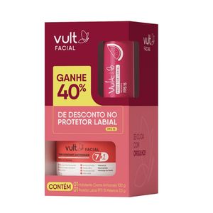 Kit Vult Facial Creme Hidratante Antissinais 100g + Protetor Labial FPS15 Melancia 3,5g