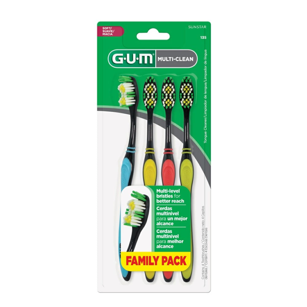 Escova Dental Gum Multi Clean Soft Suave e Macia 4 Unidades