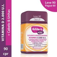 Suplemento Alimentar Addera + Cabelos e Unhas Vitamina D 2.000Ui 90 Comprimidos