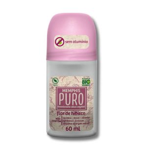 Desodorante Roll-On Memphis Puro Vegetal Sem Alumínio Flor de Hibisco 60ml