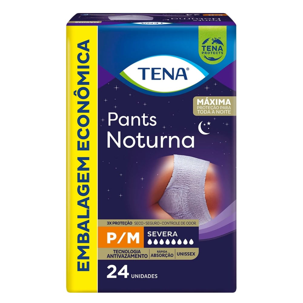 Roupa Íntima Tena Pants Noturna P/M Embalagem Econômica 24 Unidades