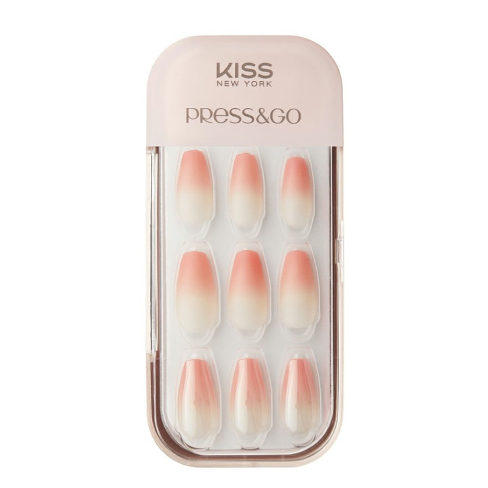 Unhas Autocolantes Kiss New York Press&Go Grapefruit Ade 30 Unhas