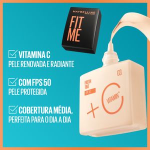 Base Líquida Maybelline Ny Fit Me Fresh Tint Com Vitamina C FPS50 Cor 06 - 30ml