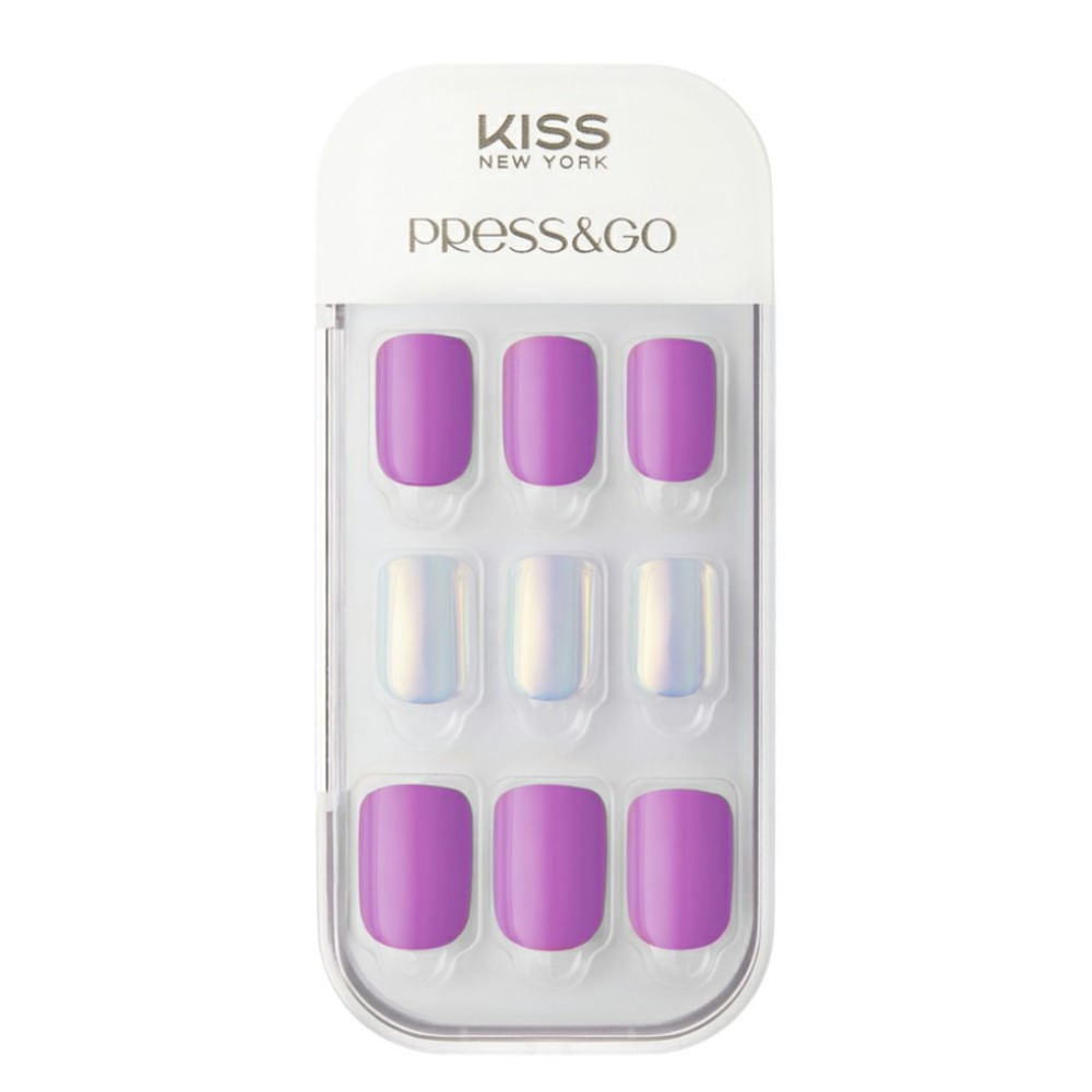 Unhas Autocolantes Kiss New York Press&Go Cool Purple 30 Unhas
