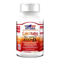 Calcitabs Vitgold Cálcio 600mg + Vitamina D3 90 Comprimidos