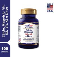 Cálcio Magnésio Zinco com Vitamina D3 e K2 Vitgold 100 Comprimidos
