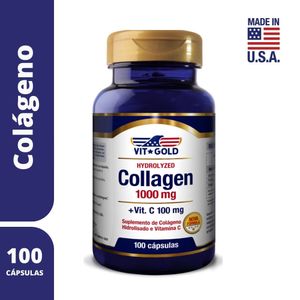 Colágeno Hidrolisado 1000mg Com Vitamina C 100mg Vitgold 100 Cápsulas