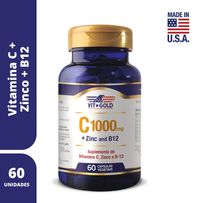 Vitamina C 1000 mg + Zinco e B12 Vitgold 60 Cápsulas