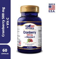 Cranberry 500mg Com Vitamina C Vitgold 60 Cápsulas