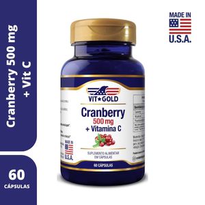 Cranberry 500mg Com Vitamina C Vitgold 60 Cápsulas